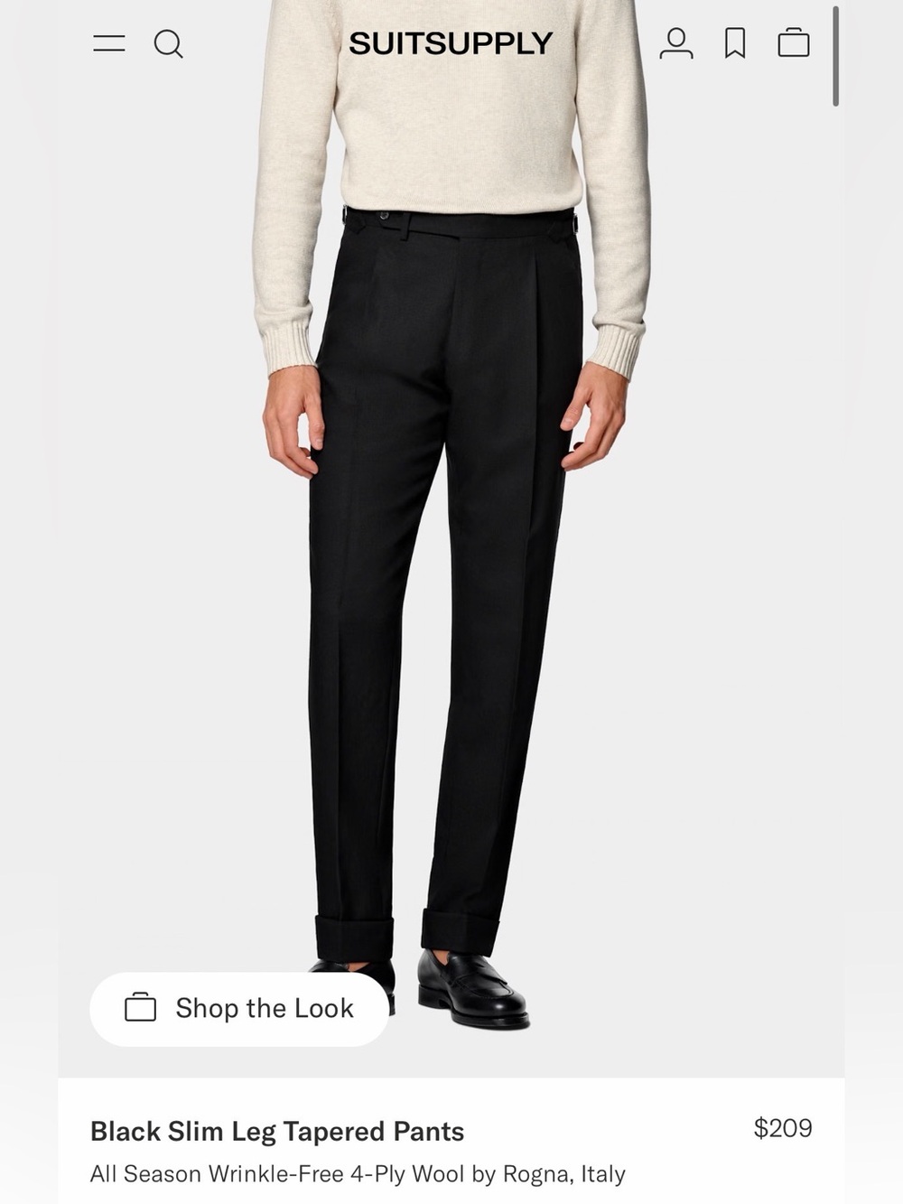 Suitsupply Black Tailored Tapered Dress Pants